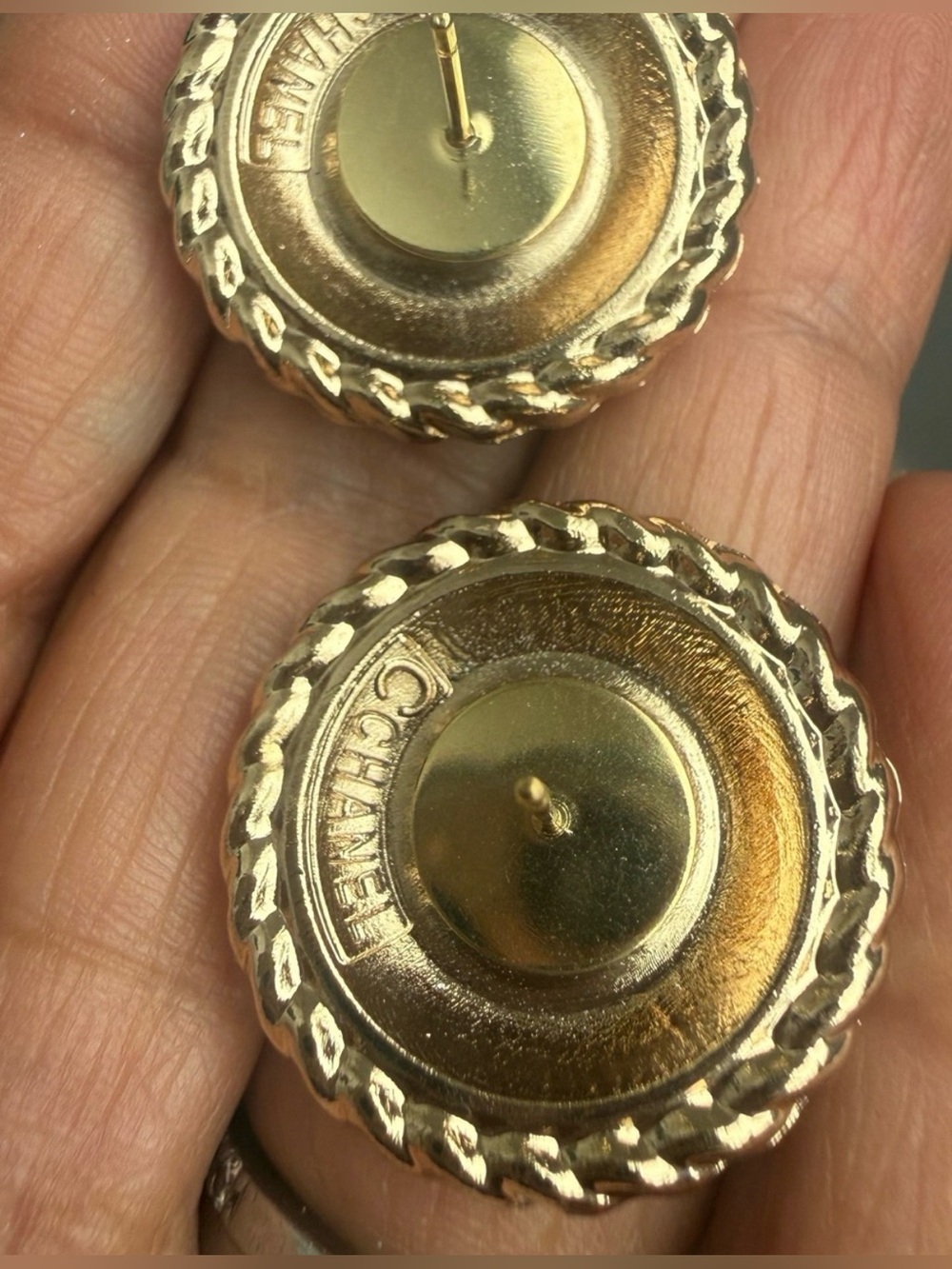 Vintage Gold CC Statement Repurposed Studs - Picture 4 of 7